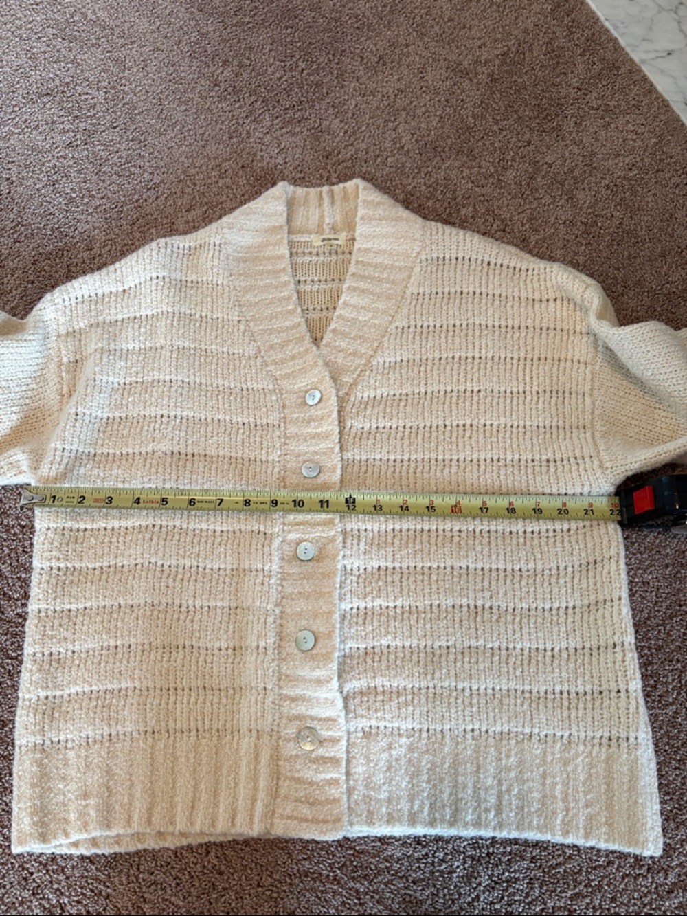 Bellerose Cream Ribbed Button-Up Women's Cardigan - Picture 4 of 7